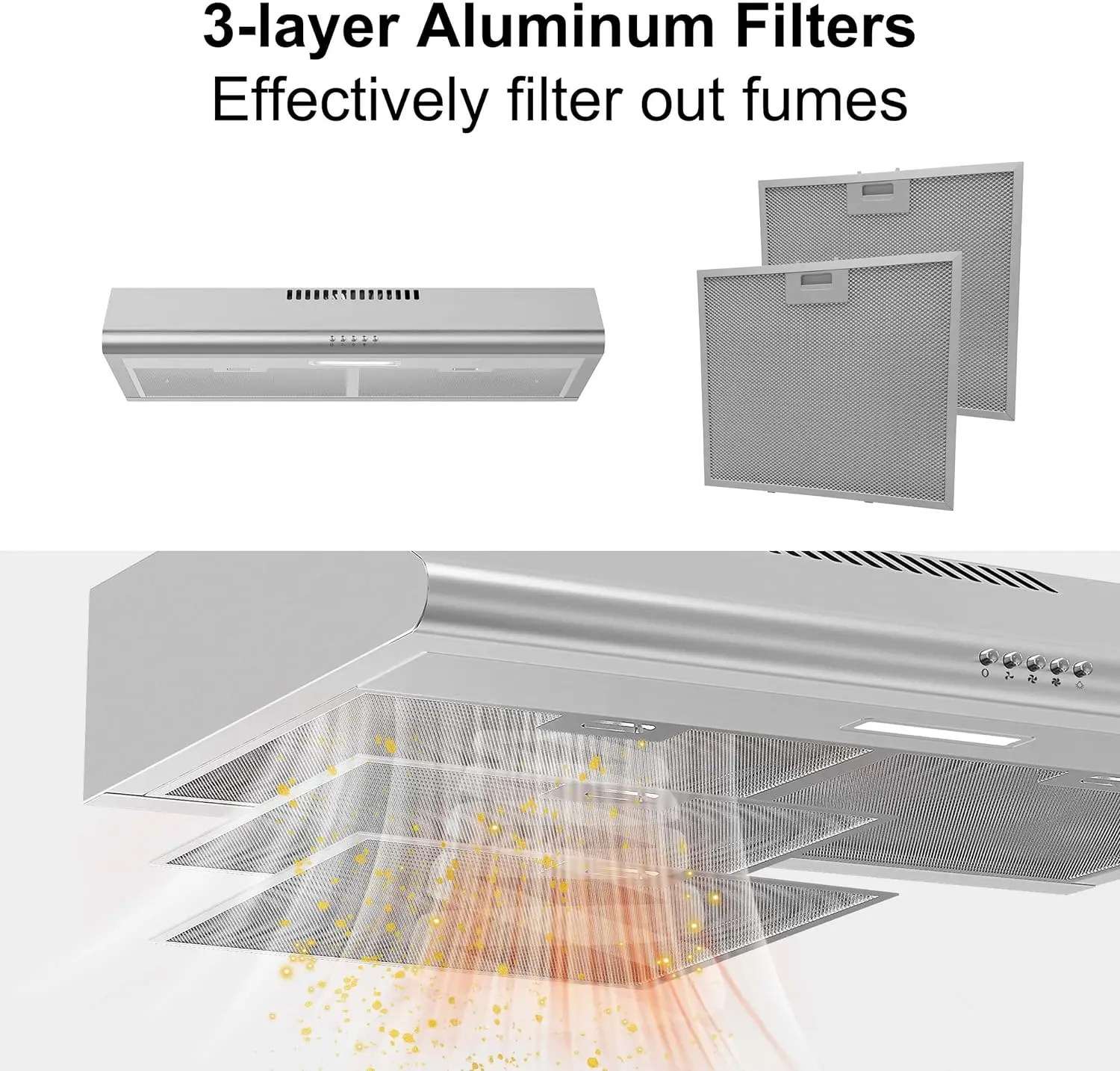30 inch Ductless with Charcoal Filter,Under Cabinet Kitchen with Button Control Vent Range Hood 4