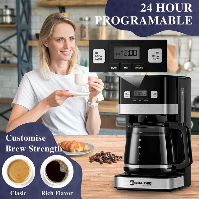 Coffee Maker, 12 Cup Coffee Maker With Auto Shut Off, Drip Coffee Maker  With 4-Hour Keep Warm, Glass Carafe, Reusable Filter, An - AliExpress