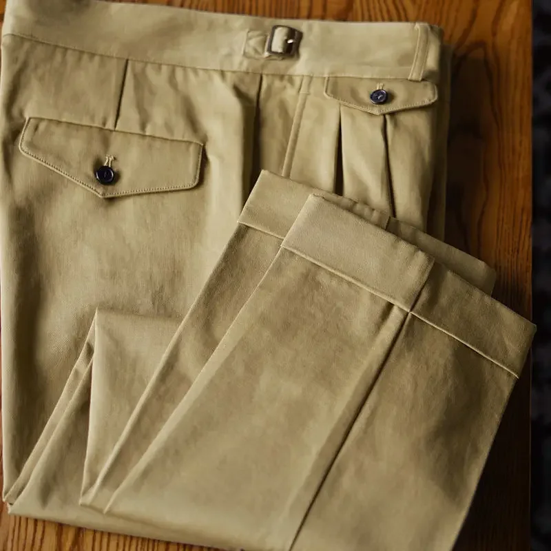 Men Spring Summer Cotton Trousers Retro Loose Straight Business Casual Pants men pants,business pants