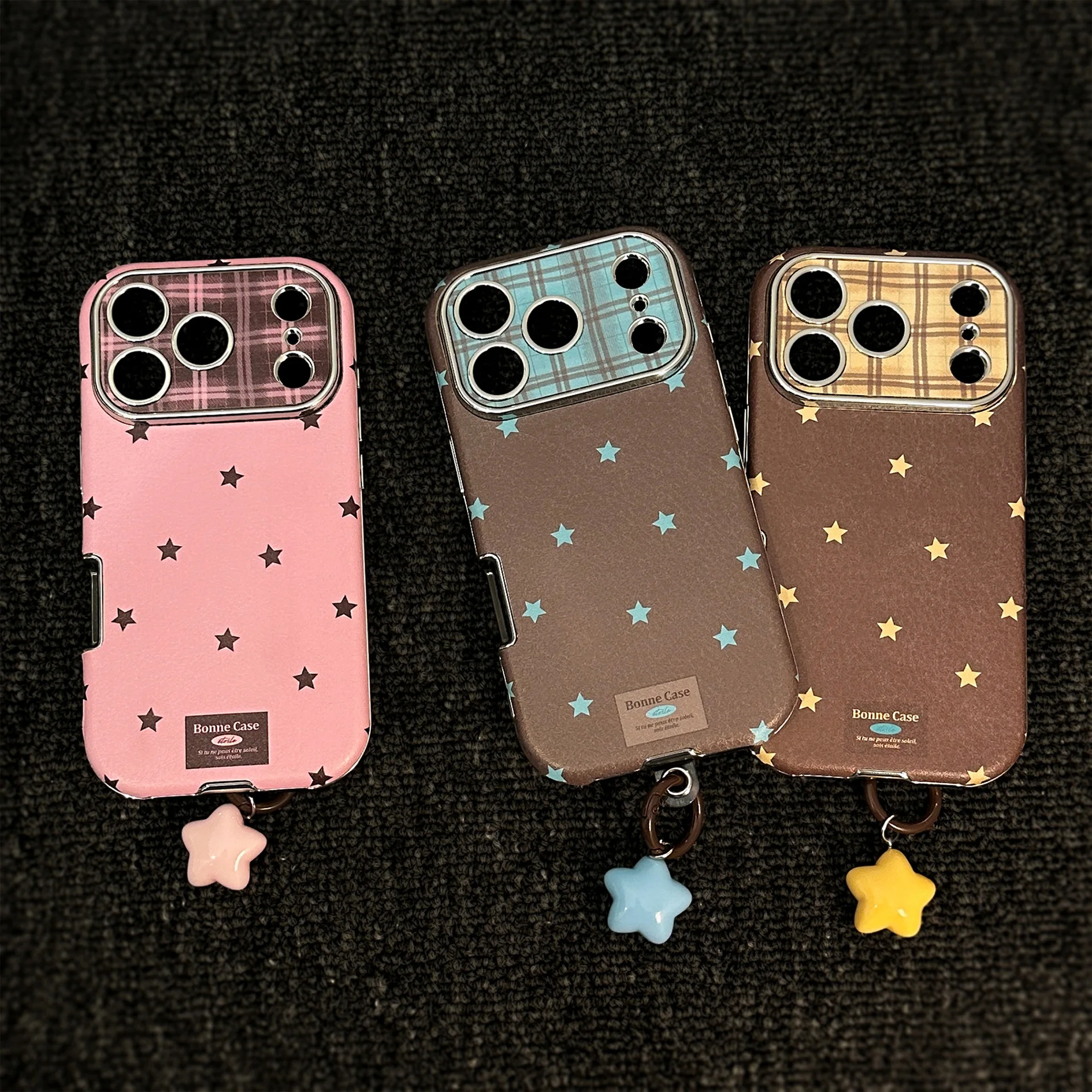 Korean Retro Stars Plating Leather Case image 9