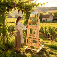 Studio Easel for Painting Artist Professional Easel Painting Art Easel Stand 60x65x140-300CM Wooden H Easel for Double Canvas Adjustable & Mobile For Artists Students 5