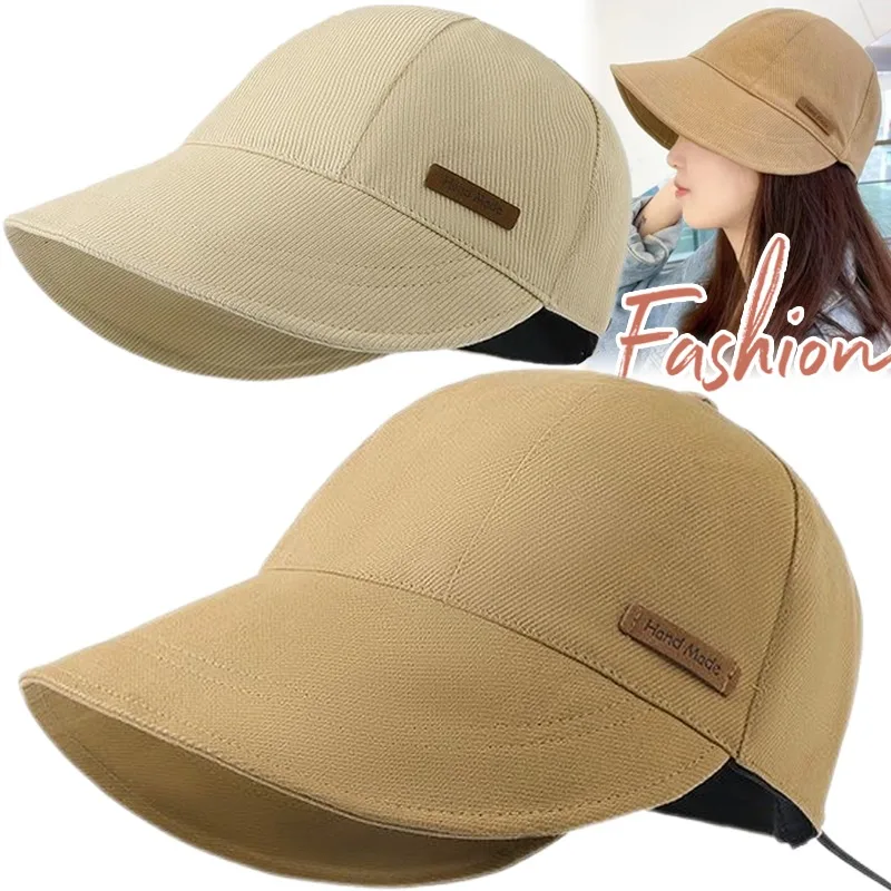 Women's Foldable Sunhat Summer Outdoor Beach Fisherman Hat Sunscreen UV Protection Cap Adjustable Cotton Wide Brim Bucket Caps outdoor hiking hat,women sun hat,fishing sun hat
