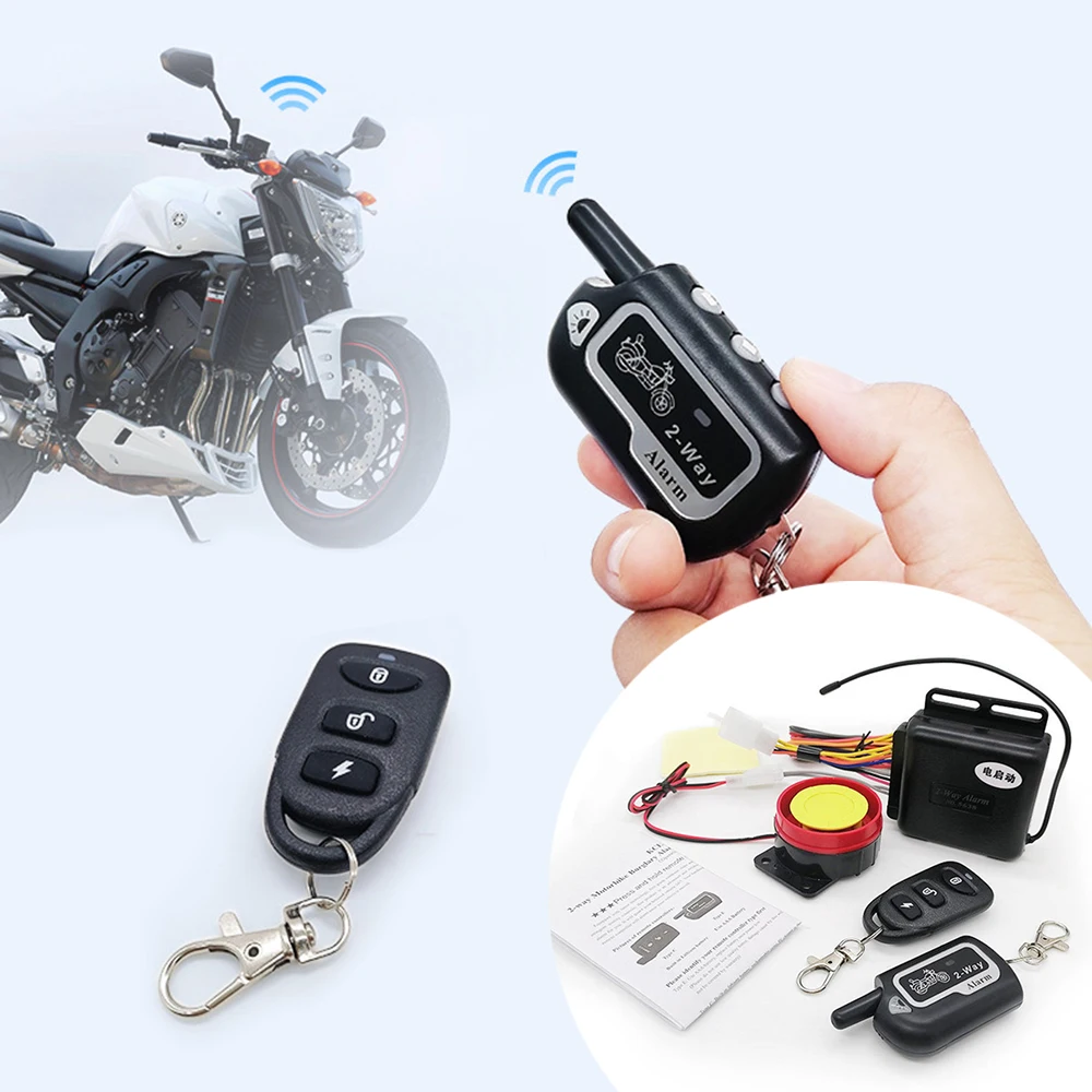 

Universal Motorcycle Alarm System 2 Way with Engine Start Remote Control for Motorcycle Anti Theft System 12V Moto Burglar Alarm