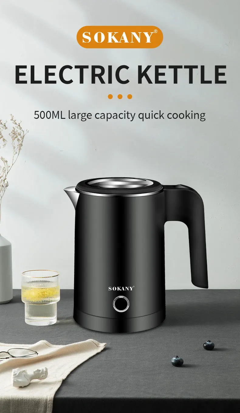 Small Electric Kettles Stainless Steel for Boiling Water, 0.5L Travel Mini  Hot Water Boiler Heater, Double Wall Portable Teapot - AliExpress
