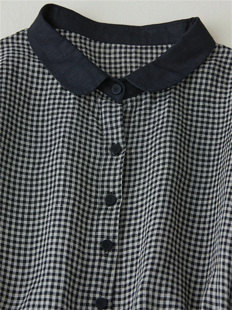 2025 Patchwork Fashion Black White Plaid Autumn Dresses Office Lady Work Dress Japanese Style Women Spring Casual Long Clothing