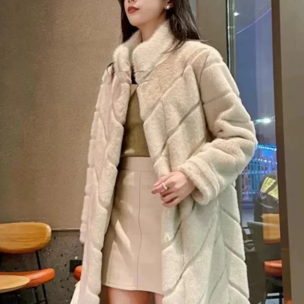 2026 Winter Autumn Winter Eco friendly New Coat Imitation Fur Thickened Warm Loose Long Coat Large Women's Clothing
