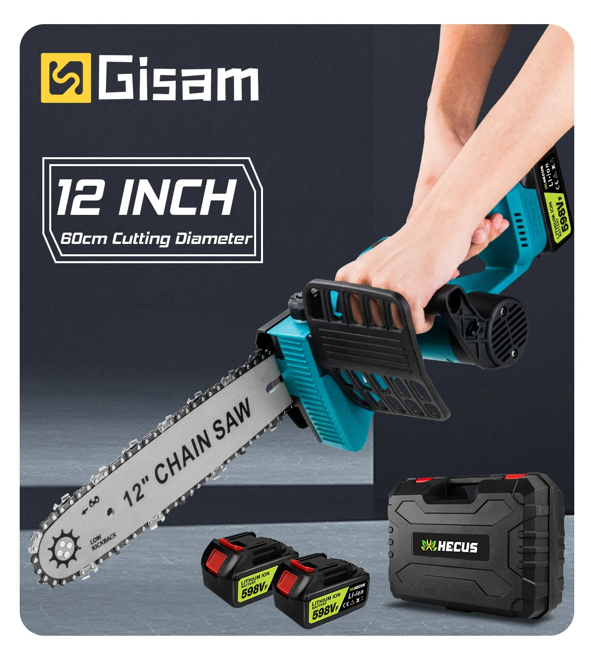 12 Inch Brushless Electric Chain Saw With Oiler Cordless Handheld Chainsaw Grade