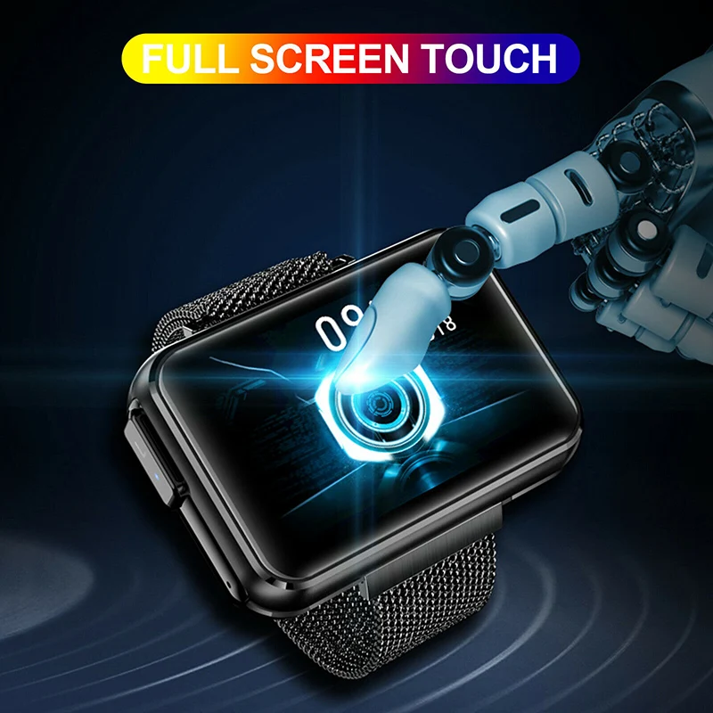 T91 Smart Watch Men TWS Wireless Bluetooth Headset 2020 1.4 Inch Big DIY Screen Bluetooth Call Weather Smartwatch
