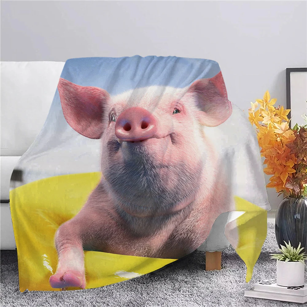 

CLOOCL Fashion Flannel Blankets Pink Piglet Swimming Ring 3D Printed Throw Blanket for Beds Adult Kids Portability Thin Quilts