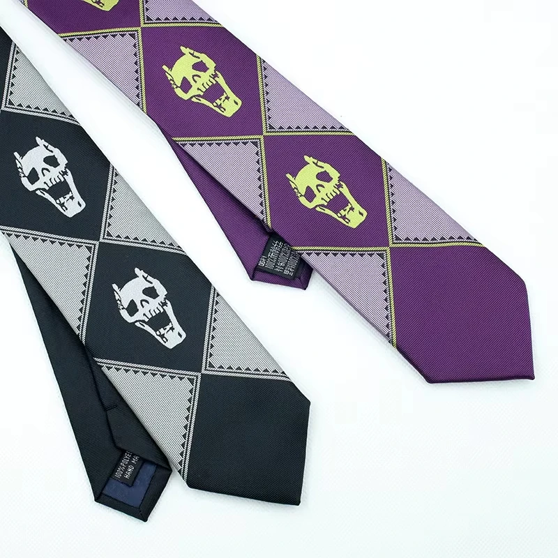 Anime JoJos Tie Kira Yoshikage Cosplay Necktie Unisex Skull Neck Heavens Door Cosplay Costume Prop Neck Tie Anime Necktie Cosplay Necktie Anime Tie