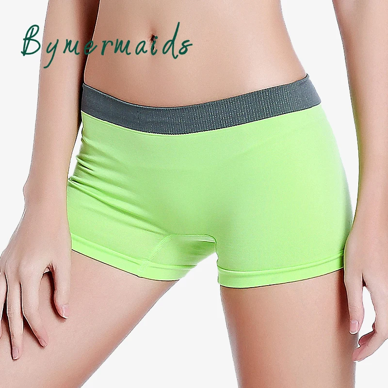 

Bymermaids Sports Panties for Women Mid Waist Sports Boxer Briefs Solid Girl Boxer Shorts Seamless Comfort Leggings Boyshorts