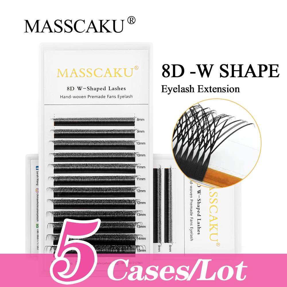 

MASSCAKU New 5cases/lot 3D 4D 5D 6D 7D 8D W Shaped One Second Blooming Automatic Flowering Premade Fans Eyelashes Extensions