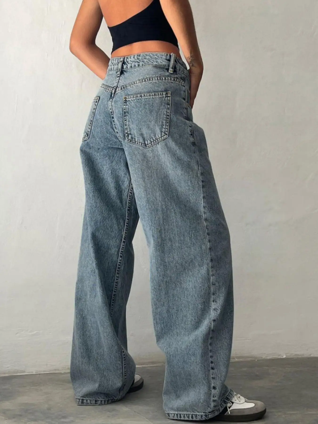 Y2K Baggy Jeans for Women Trendy Low Rise Casual Straight Leg Boyfriend Jeans Denim Pants with Pocket Streetwear