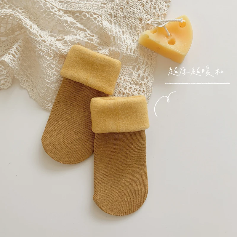 Socks for children's snow socks Autumn and winter pure cotton thickened plush warm baby floor socks for boys and girls