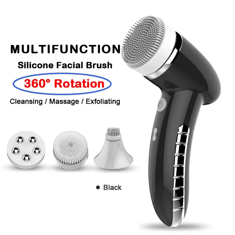 4 5 6 microneedle derma roller kit for face eye body 300 720 1200 rolling system microneedling facial ice roller beauty massager 4-IN-1 360° Deep Pore Cleaning Silicone Brush Electric Facial Massage Roller Remover Blackhead Makeup Rolling Massager SPA