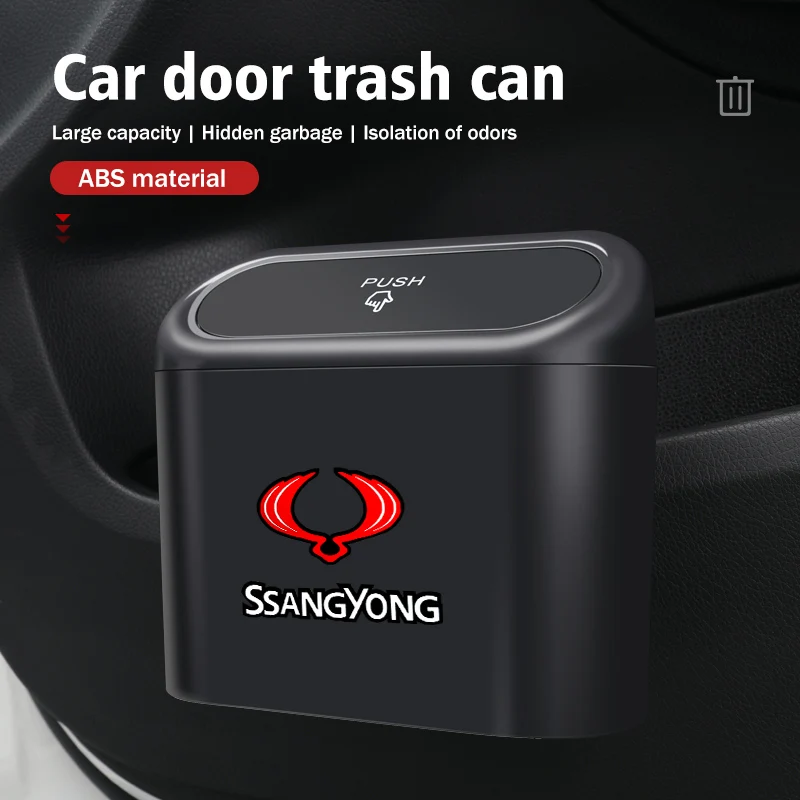 Hanging Car Trash Can Garbage Dust Case Storage Pressing Bin For SsangYong Actyon Sport Korando Rexton Kyron Rodius Tivoli Musso
