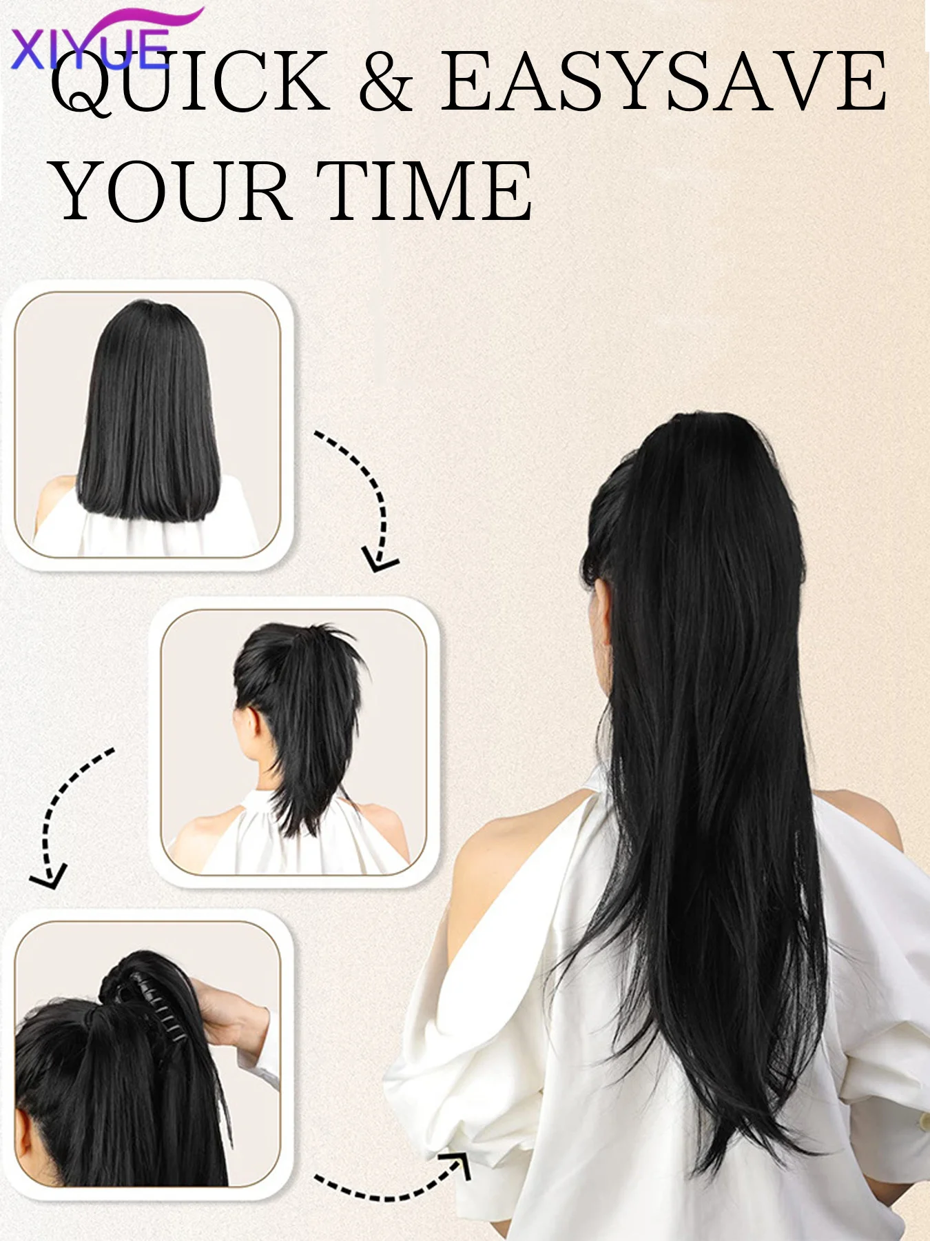 Long Curly Drawstring Ponytail Synthetic Ponytails for Women Black Blonde Red Ponytail Clip in Hair Extensions for Daily Cosplay