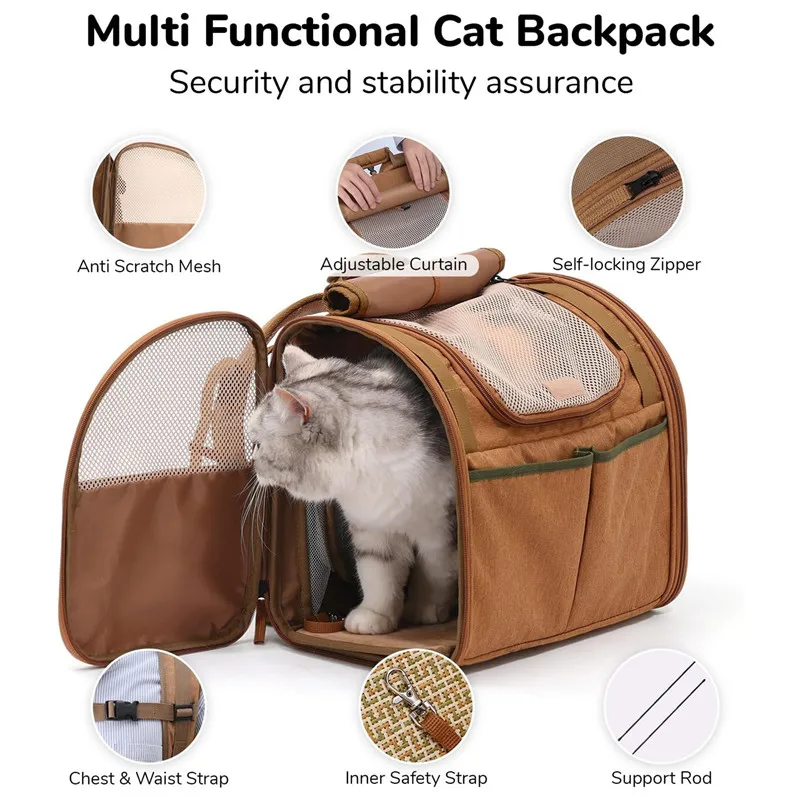 Pet supplies cat bag expandable breathable convenient going out large space small dog backpack large empty cabin