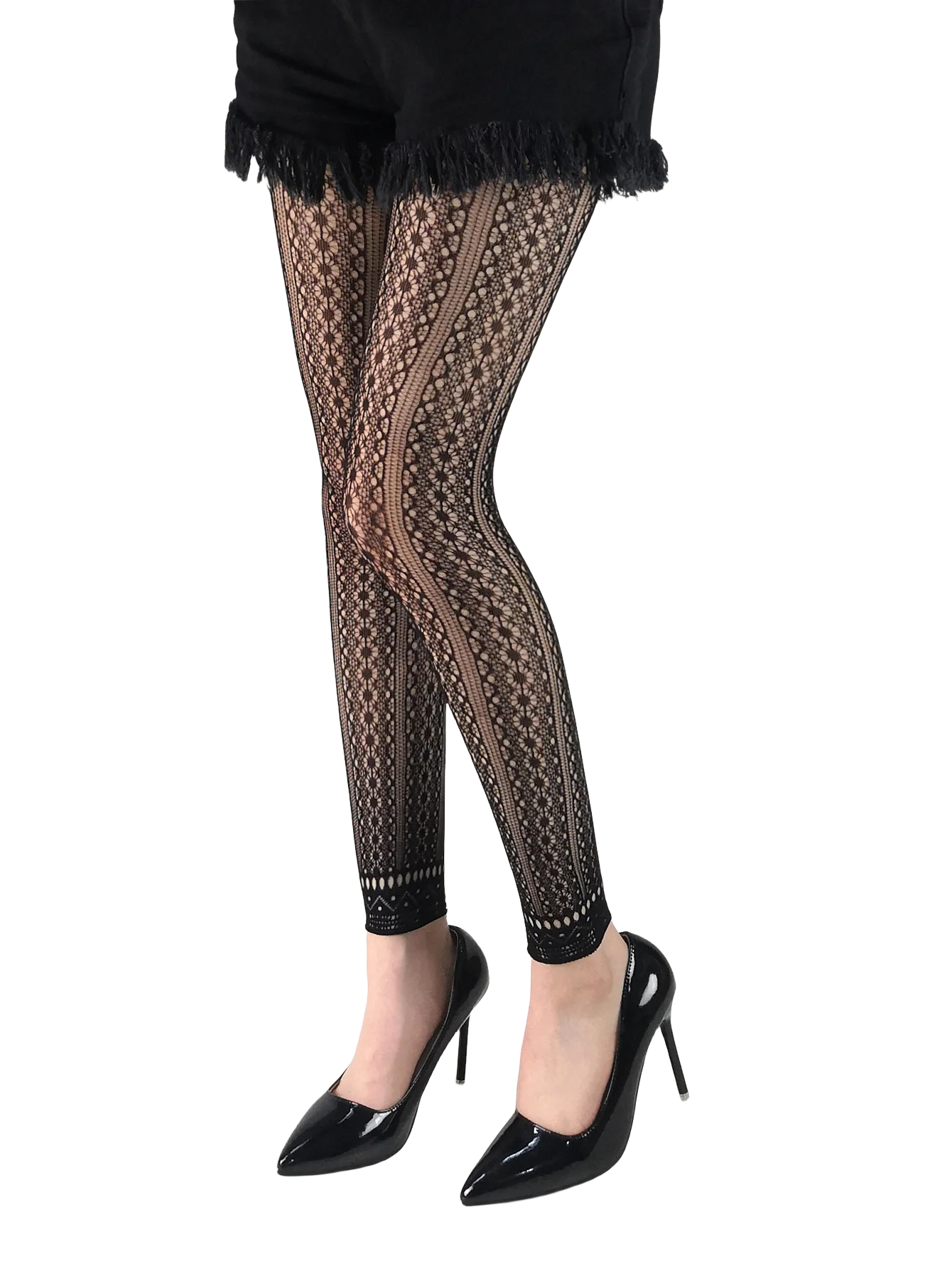 Damen-Strumpfhose, schwarz, sexy, gemustert, hohe Taille, Netzstrumpfhose, Mädchen-Leggings, florale Dessous-Strümpfe für 40–75 kg, 150–170 cm – Detail 2