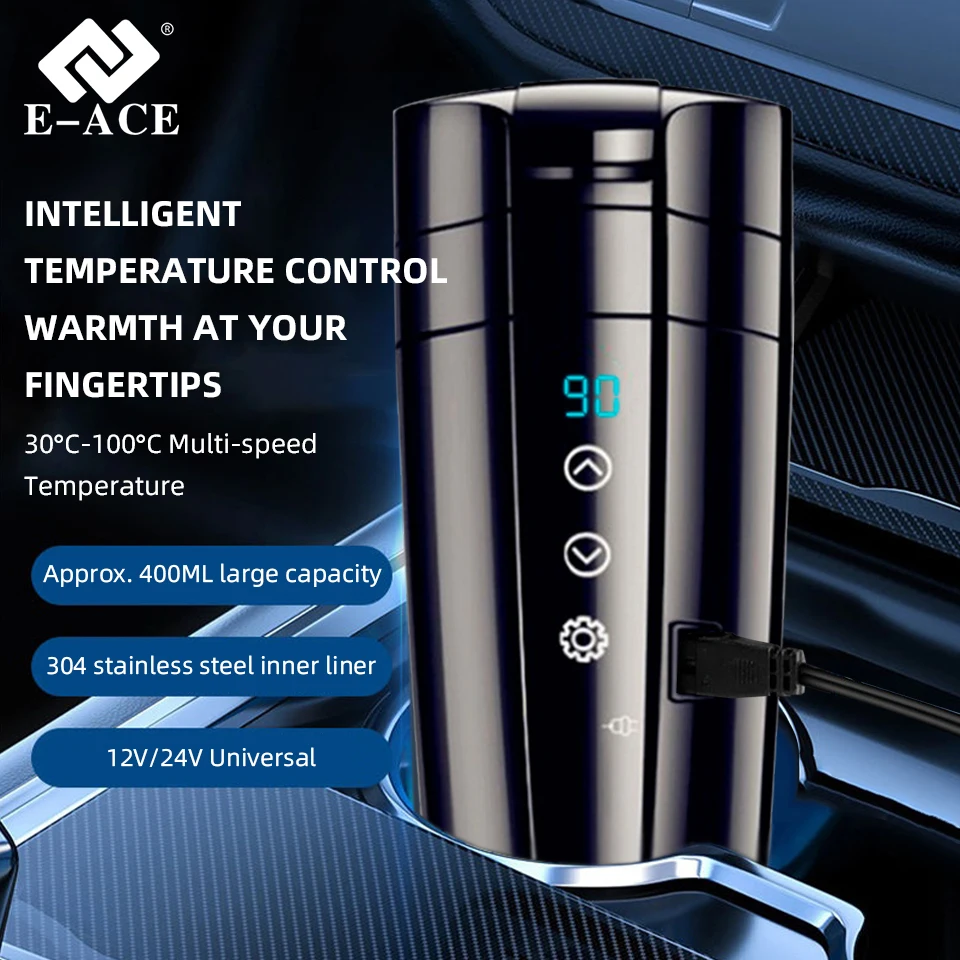 Car Heating Cup Intelligent Temperature Control Electric Heating Water Cup Car Thermos 12V 24V Universal for Travel Camping car heater mug