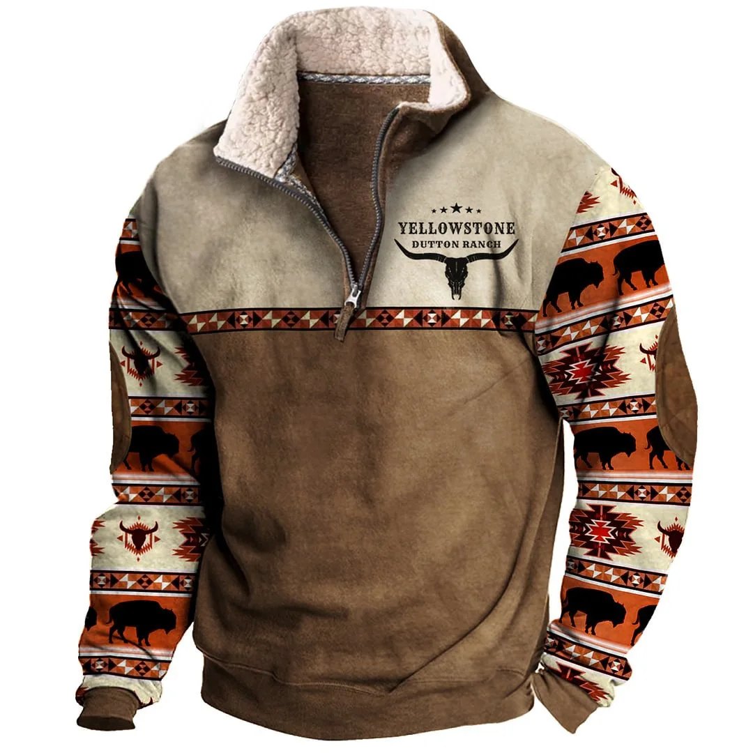 Spring Autumn New Men Wool Collar Half-zipper Hoodies Sweatshirts Print Casual European American Trend Jacket Long-sleeved Tops