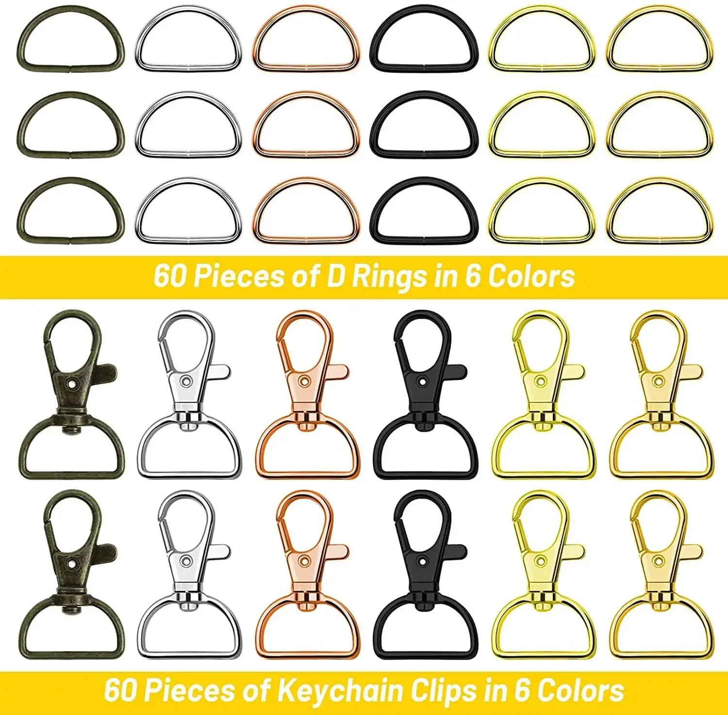 56pcs Hooks With D Rings Set Purse Hardware For Bag Making Lanyard Snap  Hooks Swivel Clasps With Bu