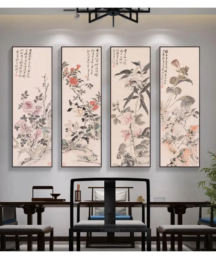 

Фон для прихожей в китайском стиле с цветами и птицами