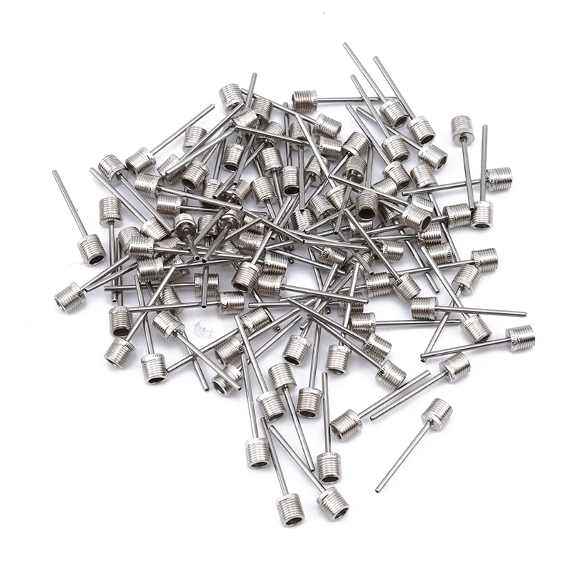 100Pcs / 1Pack Sports Ball Inflating Pump Needle For Football Basketball Inflatable Air Valve Adaptor Stainless Steel Pump Pin ball inflating pump ball inflating needle sport ball inflating pump