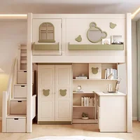 Lits superposés en bois massif, hauts et bas, pour 2 personnes, lits superposés pour enfants avec matelas, meubles de chambre à coucher 1