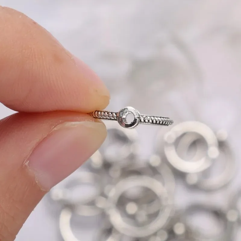 DIY Double Hole Bead Ring Antique Silver Color Spacer Beads Caps Necklace Pearl Making Accessories Jewelry Components Crafts