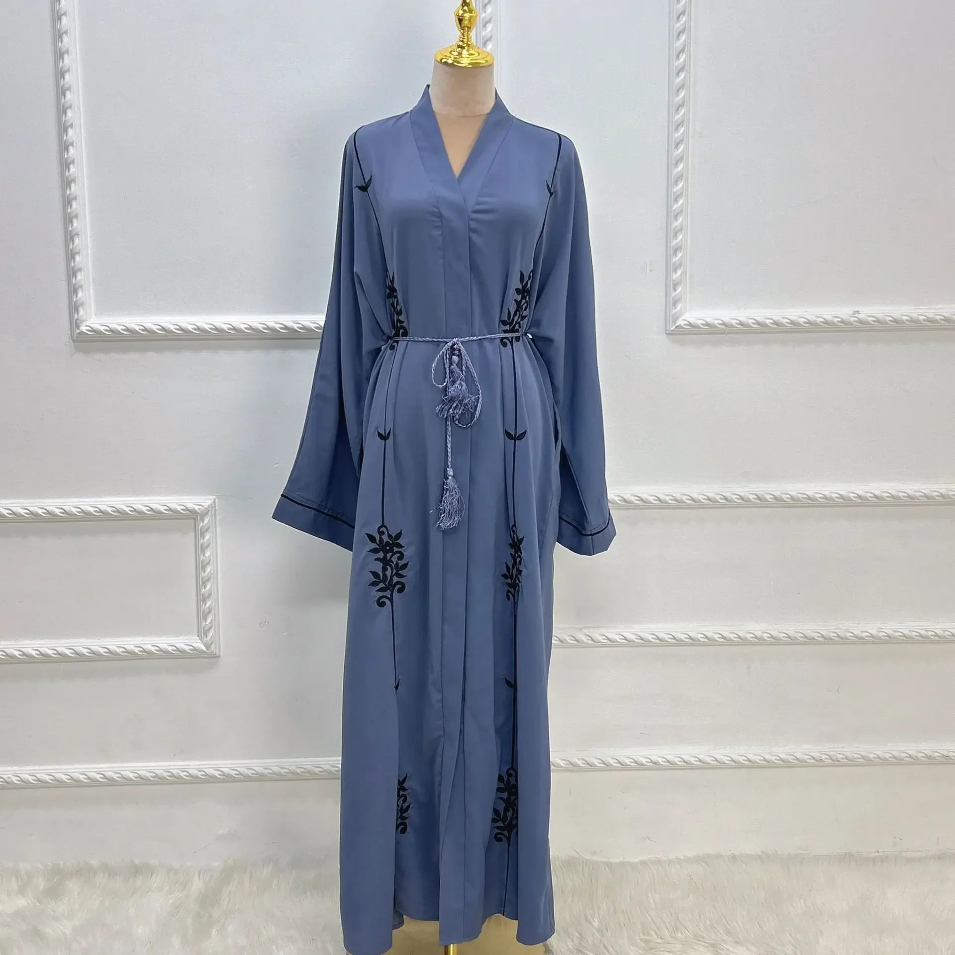 Open Abayas for Muslim Women Dubai Islamic Woman Kimono Abaya Embroidery Arabic Long Dress Party Kaftan Turkey Ramadan Outfit