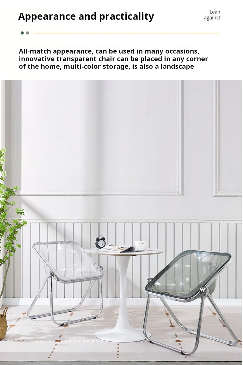 Description Picture 5 of itemINS design Folding stool Transparent acrylic living room chair Terrace outdoor Folding chairs mid century makeup Stool Portable