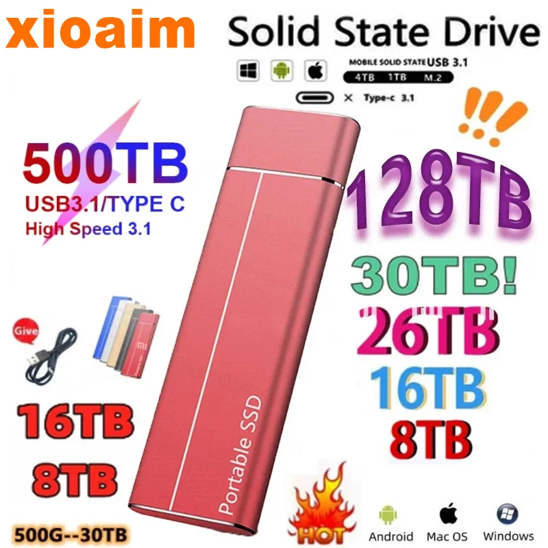 Per Xiaomi Nuovo Disco Rigido Ssd Da 128Tb 2Tb 16Tb 8Tb 4Tb Ssd Disco Rigido Esterno Ad Alta Velocità M.2 Drive Usb 3.1 Interfaccia Mass Storage