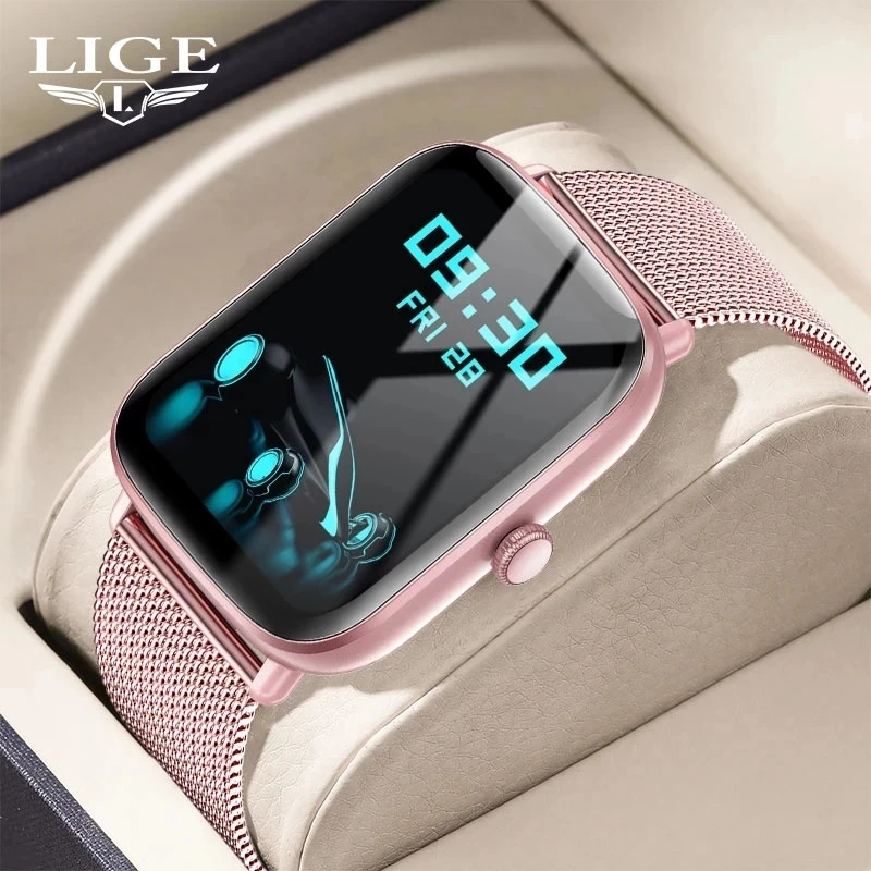 

2022 LIGE New Women Smart Watch Heart Rate Monitor Health Sport Watches Life Waterproof Women Smartwatch For Huawei Xiaomi Apple