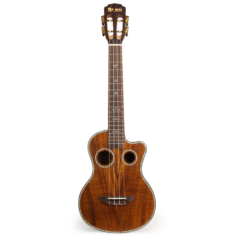 Mr.mai ML-T Tenor 26 인치 우쿨렐레 코아 우드 미니 하와이 기타 더블 사운드 홀 우쿨렐레 Gig 가방/튜너/스트랩/카포 포함