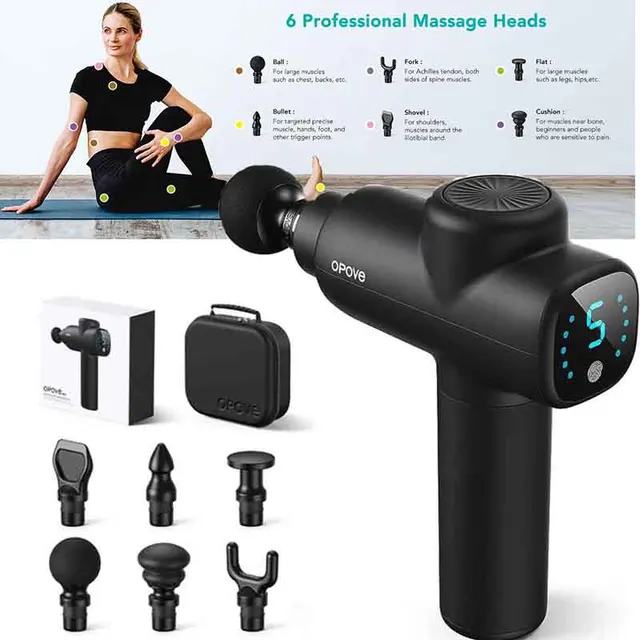 Opove M3 Black Massage Gun with Adjustable Speed Levels, Long Battery Life, Quiet Operation, and Portable Design 10mm