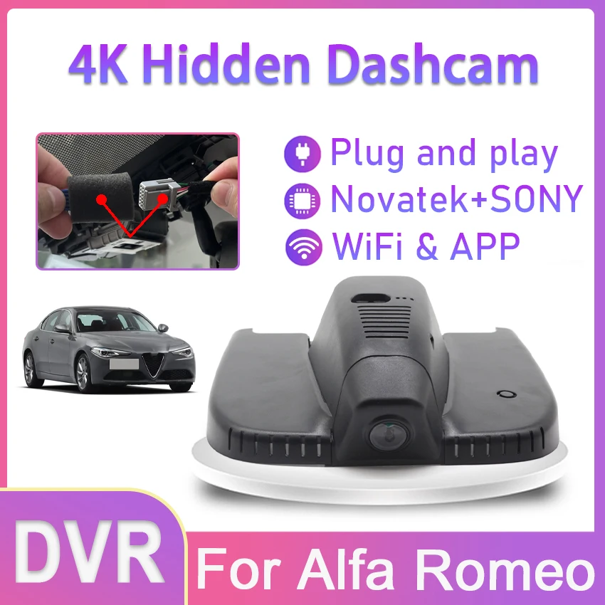 Nuovo! Plug And Play Car Dvr Per Alfa Romeo Giulia Stelvio Quadrifoglio Qv Veloce Sprint,Uhd 4K Dash Cam Auto Camera Dashcam 2160P