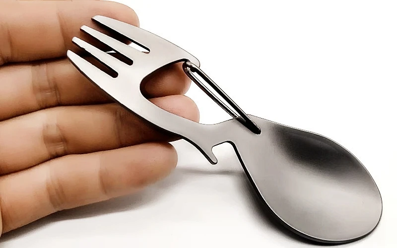 Description Picture 5 of itemPure Titanium Folding Tableware, Multifunctional Fork Spoon, Bottle Opener, Outdoor Camping