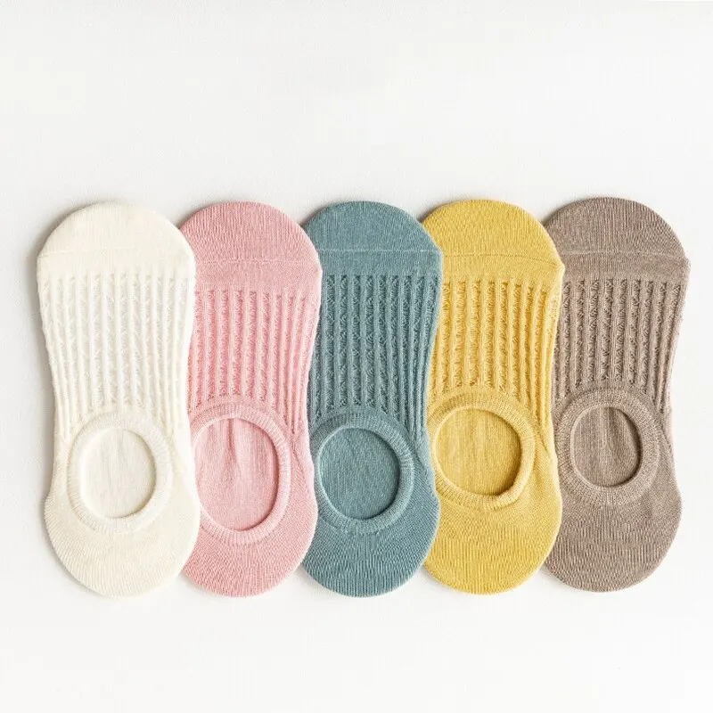 Woman Socks 5 Pairs Invisible Mesh Socks Comfy Breathable Low Cut Ankle Socks Women's Stockings & Hosiery