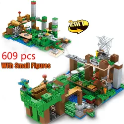 Jeu de blocs de construction d'orgue de montagne, modèle de créateur, squelette de ville, attaque mon monde, Compatible avec minecraftinly 
