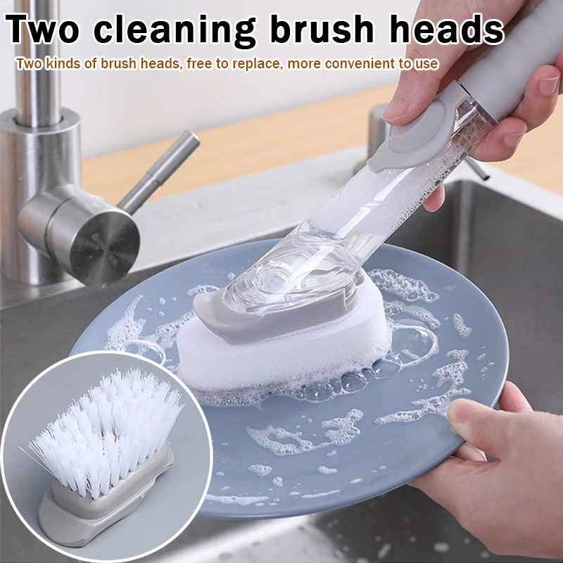 

Household Long Handled Kitchen Liquid Sponge Cleaning Tool, Long Handled Brush Pot, Kitchen Hydraulic Cleaning Brush