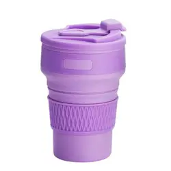 Compact 350ml Collapsible Silicone Travel Mug - BPA Free, Insulated, Outdoor Tableware (Purple)