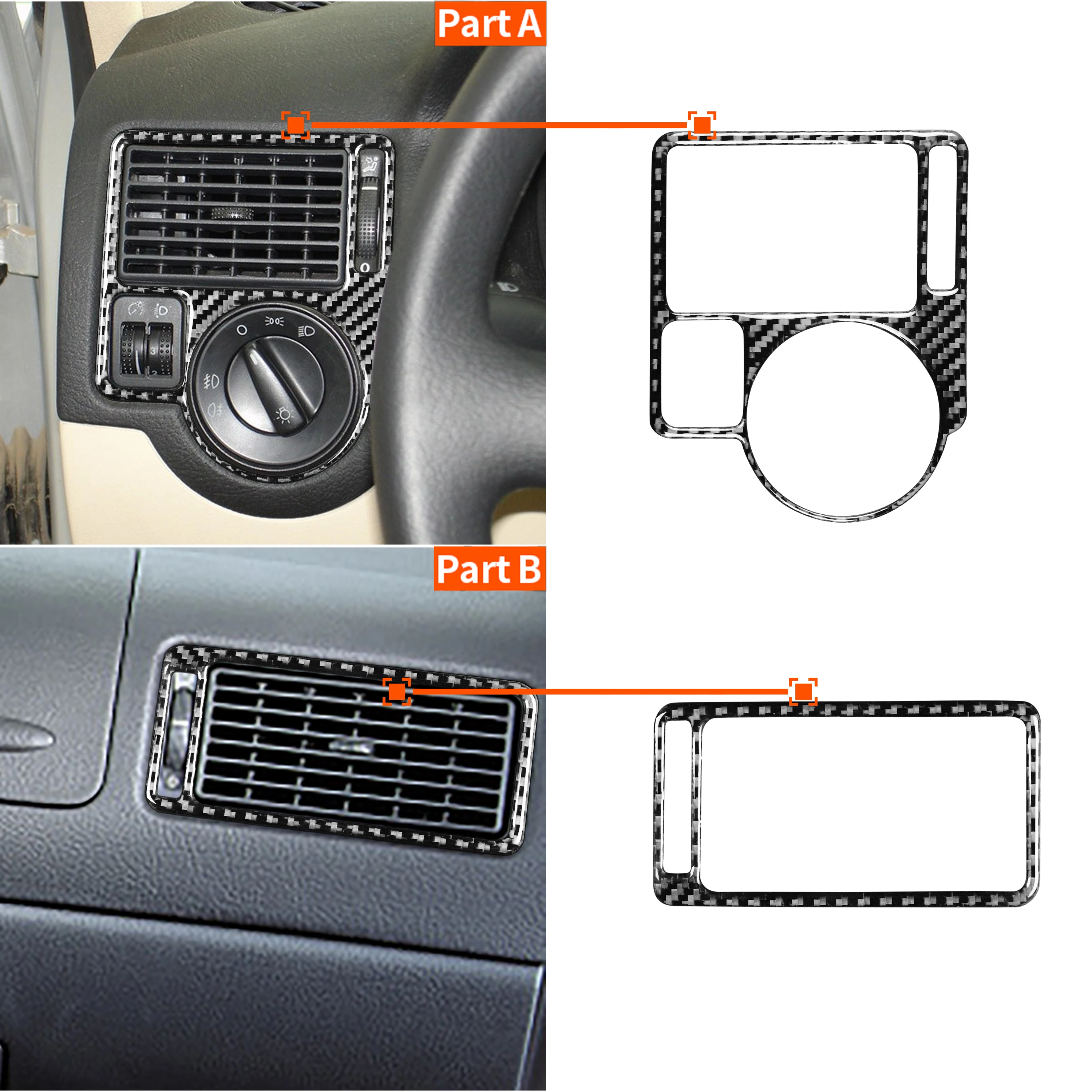 For Volkswagen VW Golf 4 MK4 Multiple Colors Carbon Fiber Dashboard Air  Vent Side Outlet Frame Cover Sticker Trim Car Accessorie - AliExpress