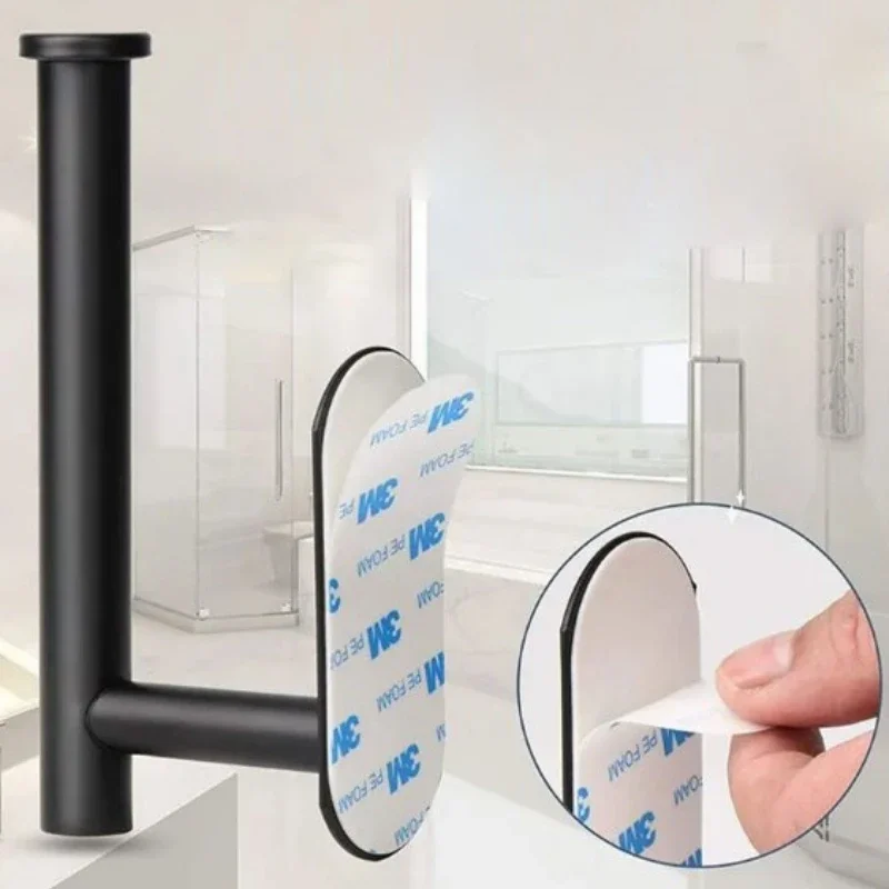 Paper Towel Holder Paper Towel Rack Kitchen Bathroom Roll Paper Rack Storage Hook Stainless Steel No Punching
