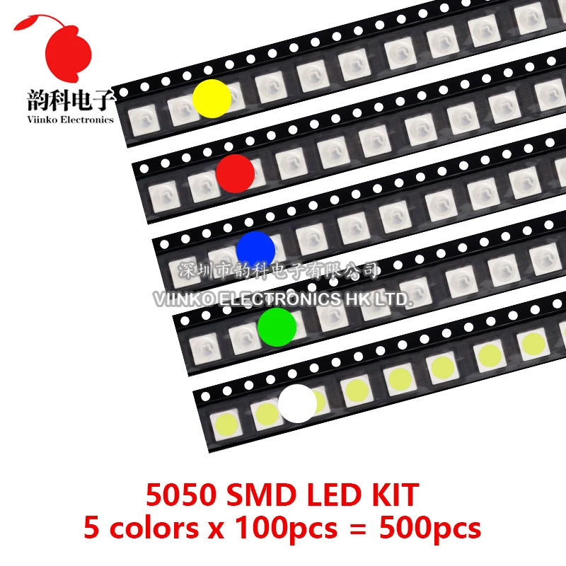 SMD LED Kit 600pcs/500pcs 5050 5730 3528 1206 0805 0603 0402 6colorsX100pcs/5colorsX100pcs Red Green Blue White Yellow Orange led light kit smd led diode kit led diode smd diode