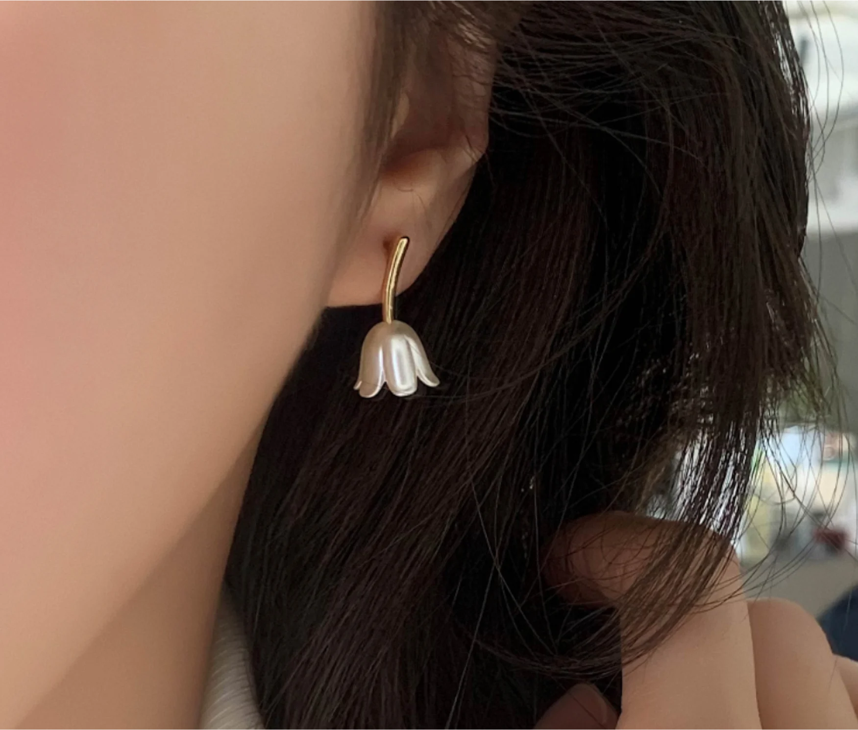 2023 new Tulip 925 silver needle flower mini Artificial pearl alloy Earrings for women Fashion Jewelry