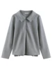 DUSHU【3 Colors】Women Sweatshirts Polo Neck Hidden Half Zipper Design Women Pullover Female Casual Grey Long Sleeve Top 24DS84283 5