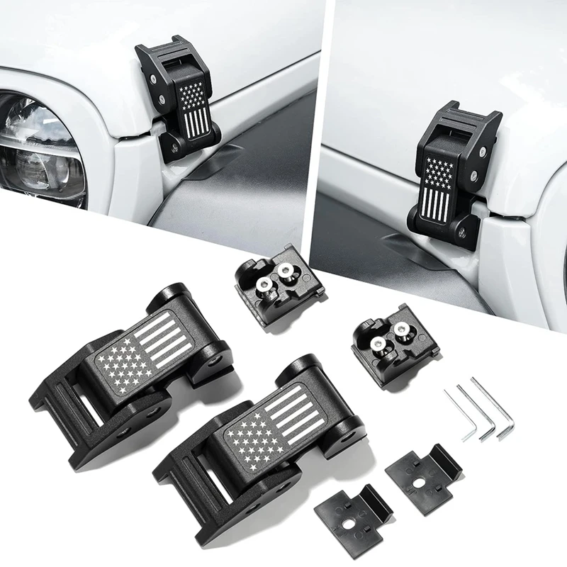 

Car Engine Hood Latch Lock Catch Cover Kit For Jeep Wrangler JK 2007-2017 JL JT Gladiator 2018-2022 Accessories