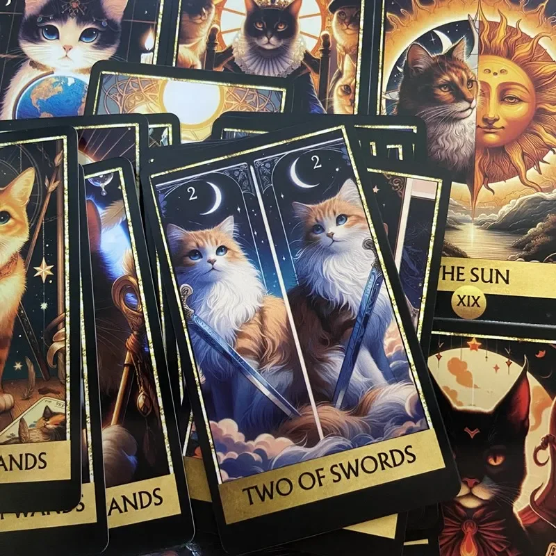 Cat tarot cards A 78 Deck English Version Board games Cards Selfcare for Tarot Readings Vibrant Easy Deck Fortune Telling Game 5