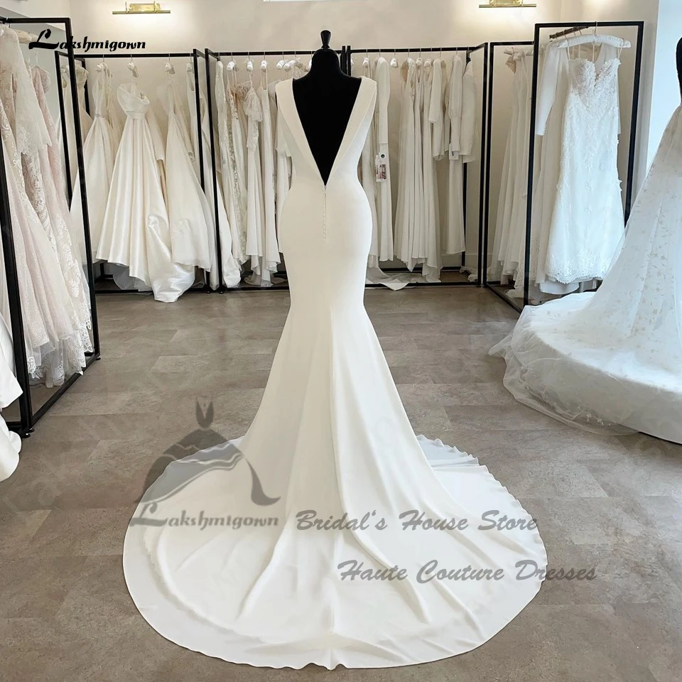 Lakshmigown Backless Sexy Bridal Mermaid Wedding Dress 2024 Vestido De Casamento Long Beach Wedding Gown Customized 3
